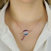 925 Ayar Gümüş Zirkon Taşlı Gezegen Kolye thumbnail 2