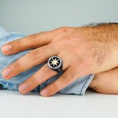 925 Ayar Gümüş Pusula Yüzük thumbnail 2