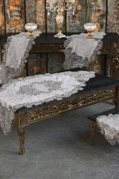 Fransız Güpürlü Yasemin Kadife Salon Takımı 5 Parça Gri thumbnail 2