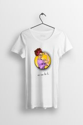 Pop Art We Can Do it Baskılı Yırtmaçlı Oversize Kadın Tshirt - 1