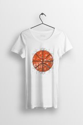 Basketball Baskılı Yırtmaçlı Oversize Kadın Tshirt - 1