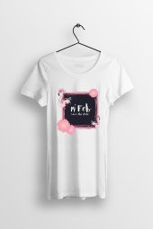 14 Feb Baskılı Yırtmaçlı Oversize Kadın Tshirt - 1
