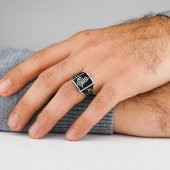 925 Ayar Gümüş Tuğralı Yüzük thumbnail 2