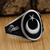 925 Ayar Gümüş Ay Yıldız Yüzük thumbnail 1