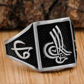 925 Ayar Gümüş Tuğralı Yüzük thumbnail 1