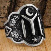 Ay Yıldız Kayı Boyu (Zihgir) Model Gümüş Yüzük thumbnail 1