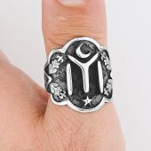 Ay Yıldız Kayı Boyu (Zihgir) Model Gümüş Yüzük thumbnail 2