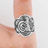 Gümüş Tuğra Motifli Okçu (Zihgir) Model Yüzük thumbnail 2