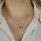 925 Ayar Gümüş Kalpli Sonsuzluk Kolyesi thumbnail 2