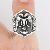 Çift Kartal Başlı Okçu Zihgir Model Gümüş Yüzük thumbnail 2