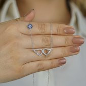 925 Ayar Gümüş  Nazarlı Melek Kanadı Kolye thumbnail 1