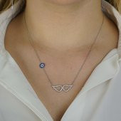 925 Ayar Gümüş  Nazarlı Melek Kanadı Kolye thumbnail 2