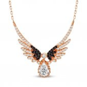 925 Ayar Gümüş Damla Taşlı Melek Kanatlı Kolye thumbnail 3