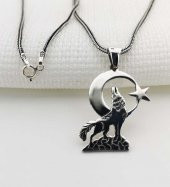 925 Ayar Gümüş Bozkurt Erkek Kolye - 1