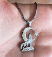 925 Ayar Gümüş Bozkurt Erkek Kolye - 2