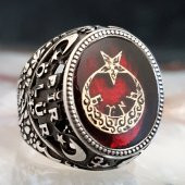 Ay yıldızlı Bir Ölür Bin Diriliriz Yazılı Gümüş Yüzük thumbnail 2