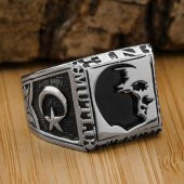 Atatürk Silüeti 925 Ayar Gümüş Yüzük thumbnail 1