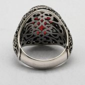 925 Ayar Gümüş Kırmızı Zirkon Taşlı Erkek Yüzük thumbnail 5