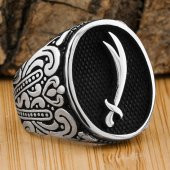 925 Ayar Gümüş Zülfikar Kılıcı Yüzüğü thumbnail 1