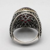 Oval Akik Taşlı 925 Ayar Gümüş Erkek Yüzük thumbnail 4