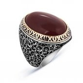 Oval Akik Taşlı 925 Ayar Gümüş Erkek Yüzük thumbnail 1