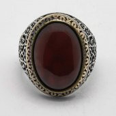 Oval Akik Taşlı 925 Ayar Gümüş Erkek Yüzük thumbnail 2