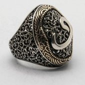 925 Ayar Gümüş Osmanlı Motifli Vav Yüzük thumbnail 3