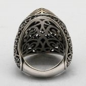 925 Ayar Gümüş Osmanlı Motifli Vav Yüzük thumbnail 5