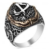 925 Ayar Gümüş  Elif Vav Erkek Yüzük thumbnail 1