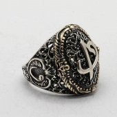 925 Ayar Gümüş  Elif Vav Erkek Yüzük thumbnail 3