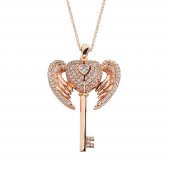 Melek Motifli İsimli Anahtar Bayan Gümüş Kolye thumbnail 1