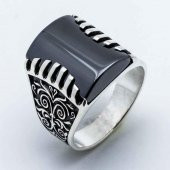 Siyah Zirkon  Taşlı Gümüş Yüzük thumbnail 2