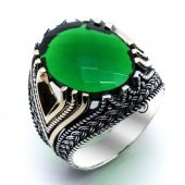 925 Ayar Gümüş Yeşil Zirkon Taşlı Yüzük thumbnail 2