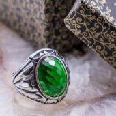 925 Ayar Gümüş Yeşil Zirkon  Taşlı Erkek Yüzük thumbnail 1