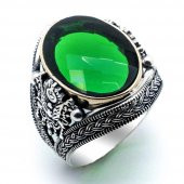 925 Ayar Gümüş  Yeşil Zirkon  Taşlı Devlet Arması Detaylı Yüzük thumbnail 2