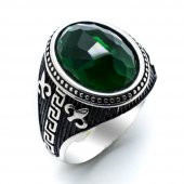 925 Ayar Gümüş Yeşil Zirkon  Taşlı  Yüzük thumbnail 2