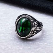 925 Ayar Gümüş Yeşil Zirkon  Taşlı  Yüzük thumbnail 3