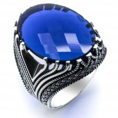 925 Ayar Gümüş Mavi Zirkon  Taşlı Yüzük thumbnail 2