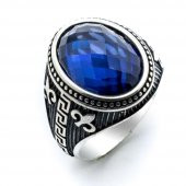 925 Ayar gümüş Mavi Zirkon  Taşlı Yüzük thumbnail 2