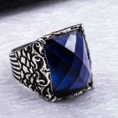 925 ayar Gümüş Mavi Zirkon  Taşlı  Yüzük thumbnail 4