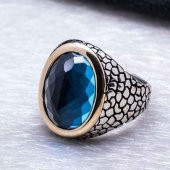 Açık Mavi Zikron Taşlı Gümüş Yüzük thumbnail 3