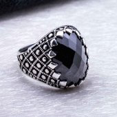 925 Ayar Gümüş Siyah Zirkon Taşlı  Yüzük Model 8 thumbnail 3