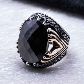 925 Ayar Gümüş Siyah Zirkon Taşlı Yüzük thumbnail 4