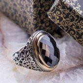 925 Ayar gümüş Siyah Zirkon Taşlı Erkek Yüzük thumbnail 1