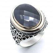 925 Ayar gümüş Siyah Zirkon Taşlı Erkek Yüzük thumbnail 2
