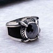 925 Ayar Gümüş Siyah Taşlı Yüzük thumbnail 3