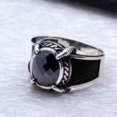 925 Ayar Gümüş Siyah Taşlı Yüzük thumbnail 4