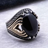 925 Ayar gümüş Siyah Oniks Taşlı Yüzük thumbnail 3