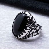 925 Ayar gümüş Siyah Oniks Taşlı Gümüş Yüzük thumbnail 4