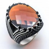 925 Ayar Gümüş Kırmızı Zirkon  Taşlı Yüzük thumbnail 2